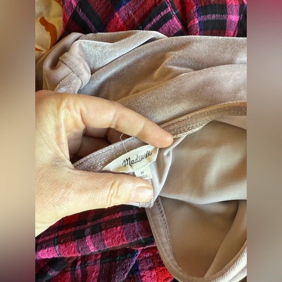 NWOT MADEWELL Velvelt Baloon Long Sleeve Blush Dress - Picture 6 of 8